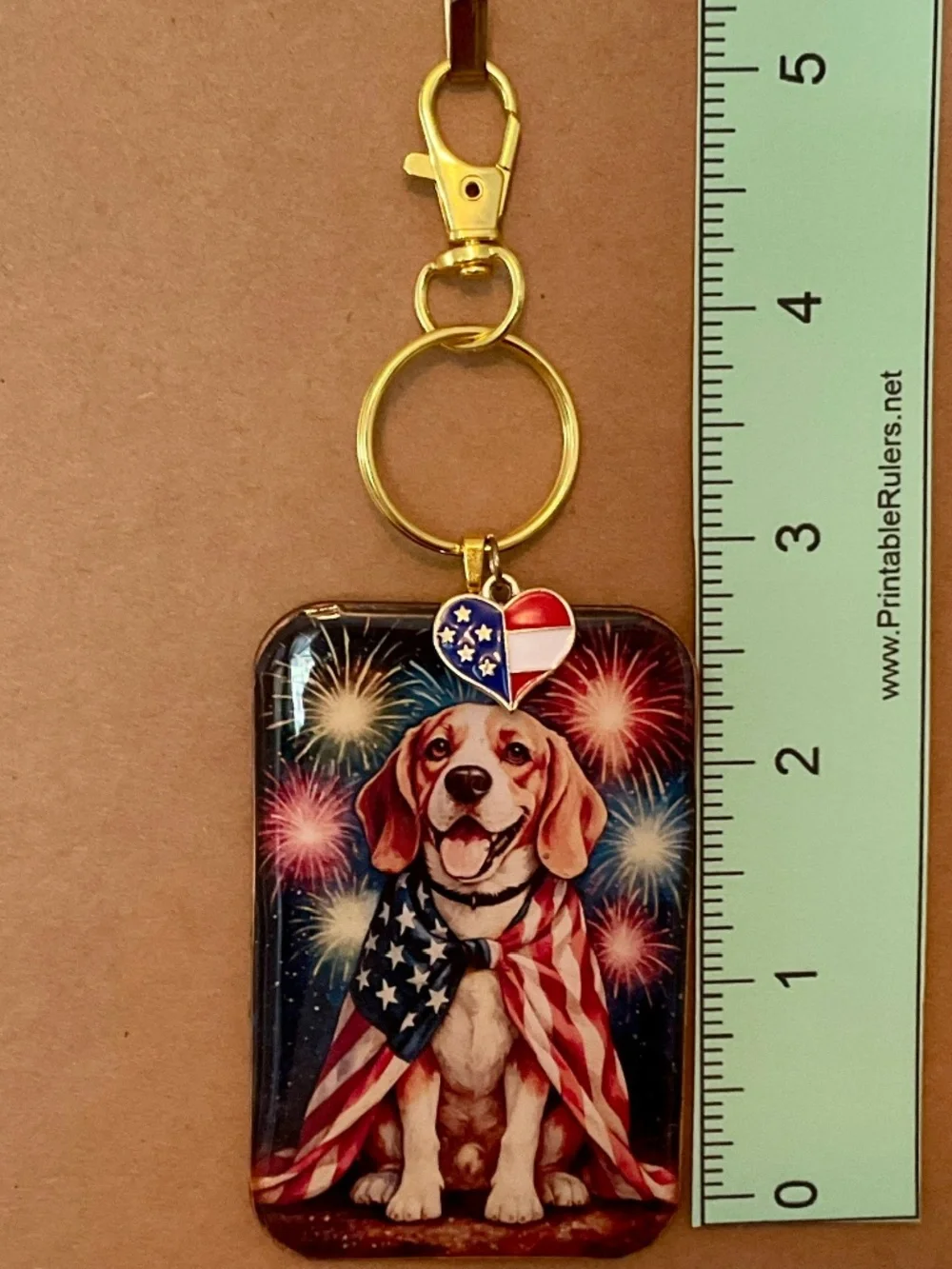 Beagle Patriotic American Flag dog keyring / purse charm handmade by Sally